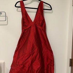 BCBGMaxAzria Red Silk Cross-back Balloon Hem Dress